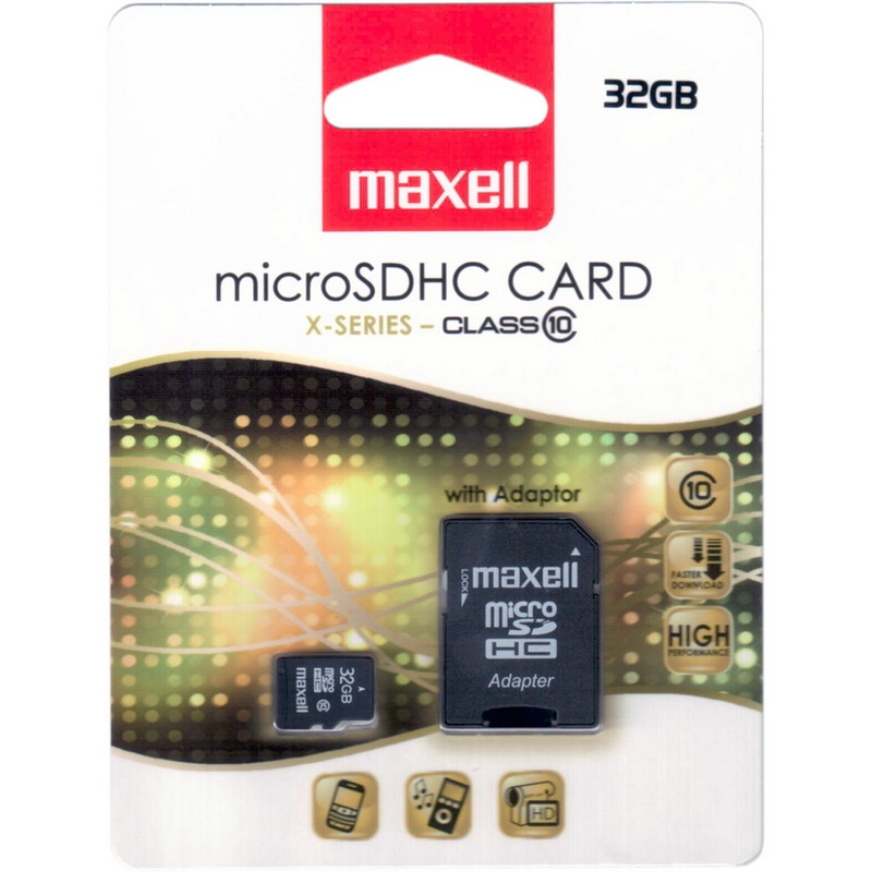 Paměťová karta MAXELL micro SDHC 32GB včetně adaptéru (8032gCL10)