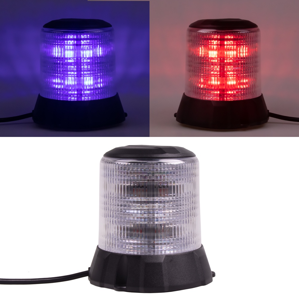 CARCLEVER Robustní modro-červený LED maják, černý hliník, 96W, ECE R10 (wl405fixdualBR)