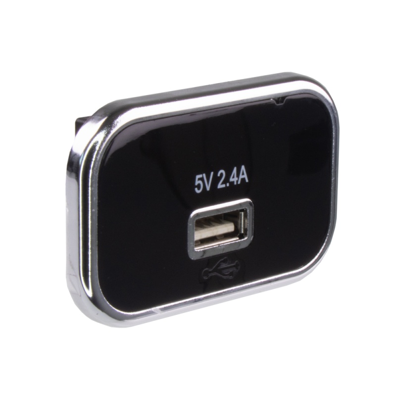 USB 2,4A zásuvka 12/24V, chromový rámeček (34678.1)